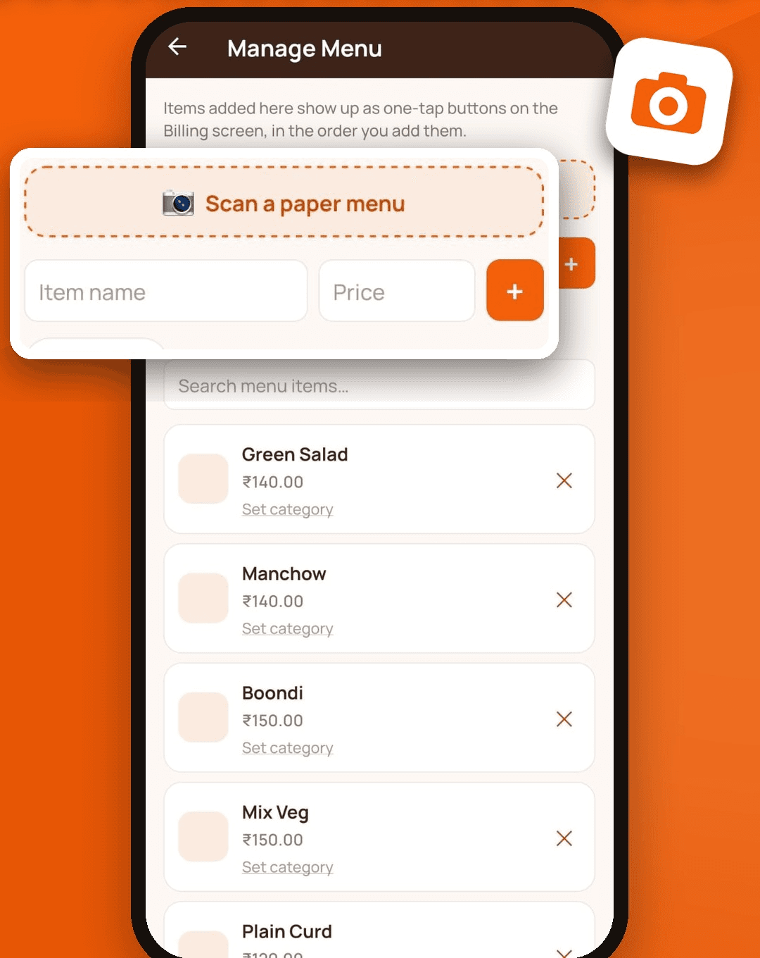 Scan a paper menu